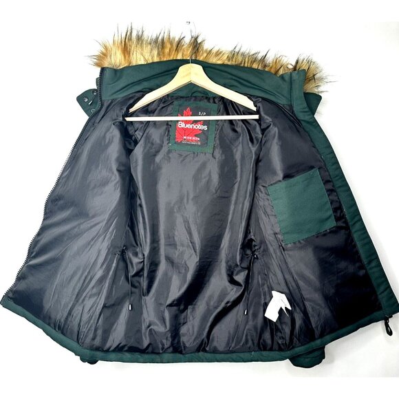 Bluenotes Womens Winter Parka Jacket Down Filled Faux Fur Hood Green Small - Picture 7 of 13